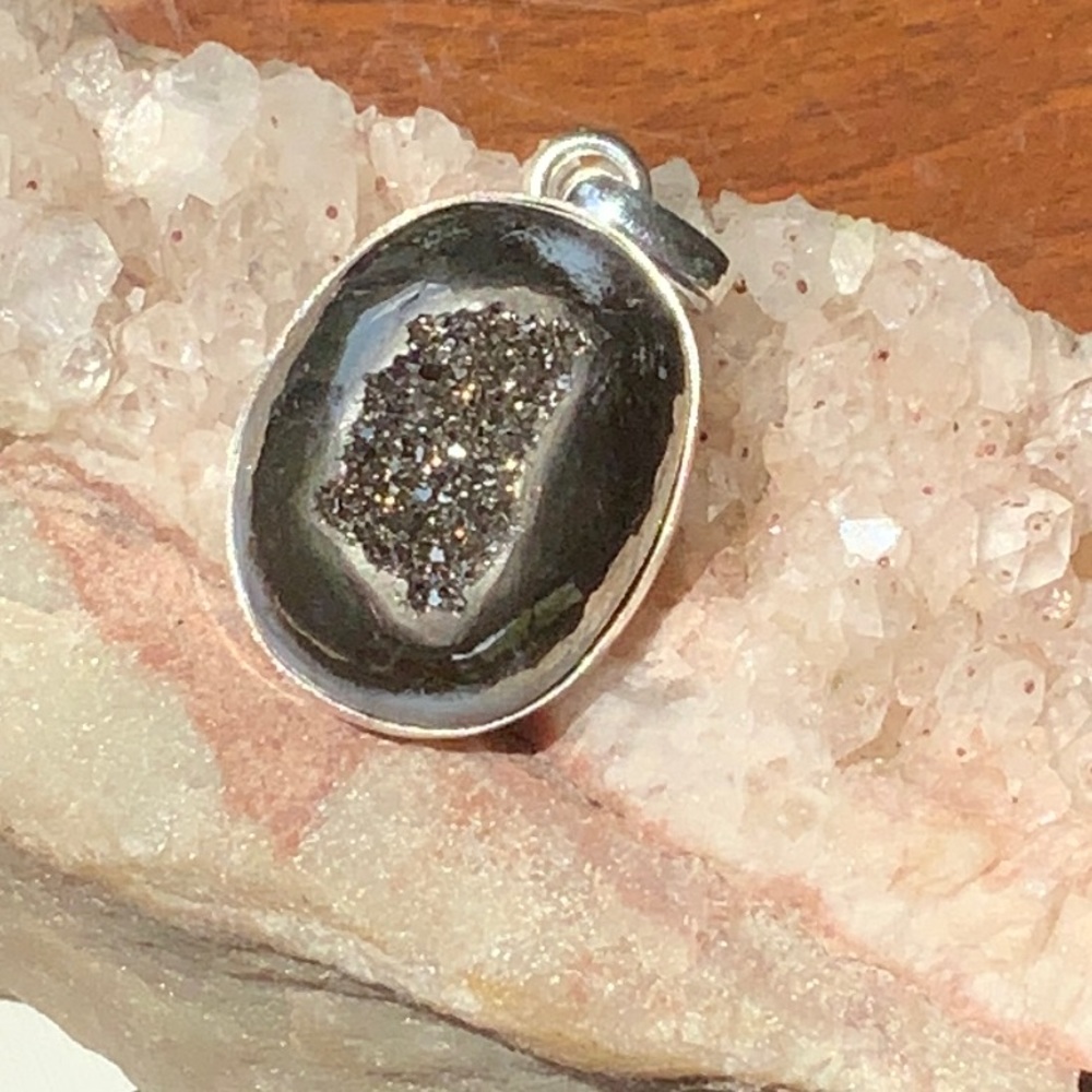 PLATINUM AURA DRUZY 925 STERLING SILVER PENDANT